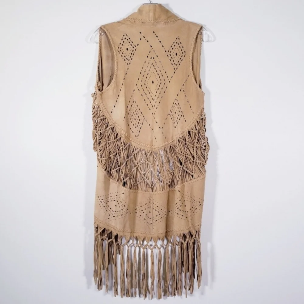 Mahiya Nomad Suede Fringe Vest Tan - Picture 5 of 17